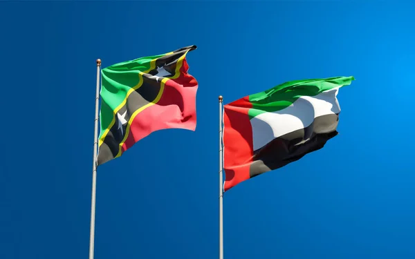 Bellissime Bandiere Nazionali Stato Saint Kitts Nevis Emirati Arabi Uniti — Foto Stock