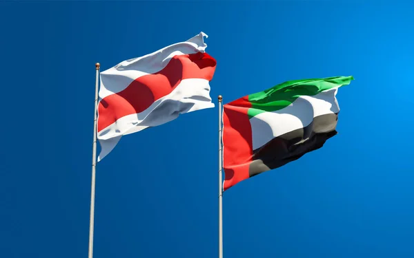 Beautiful National State Flags New Belarus Uae United Arab Emirates — Stock Photo, Image