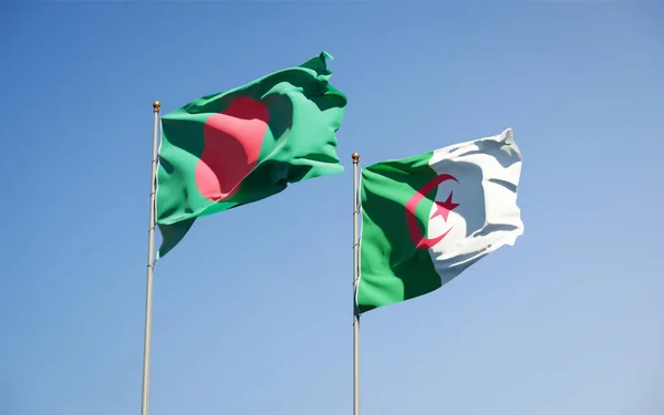 Gyönyörű Nemzeti Zászlók Algéria Banglades Együtt Hátterében Művészeti Koncepció — Stock Fotó