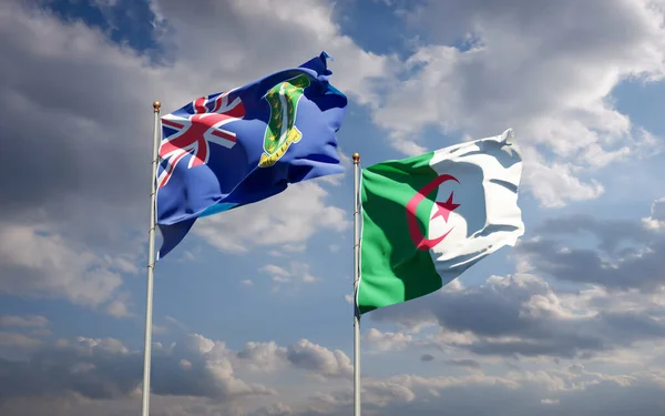 Belas Bandeiras Estatais Nacionais Argélia Ilhas Virgens Britânicas Juntas Fundo — Fotografia de Stock