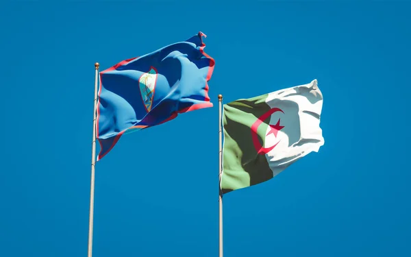 Όμορφες Εθνικές Σημαίες Της Αλγερίας Και Του Γκουάμ Μαζί Στο — Φωτογραφία Αρχείου