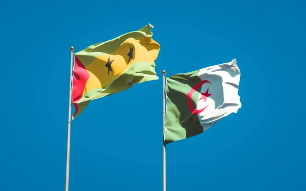 Gyönyörű Nemzeti Zászlók Sao Tome Principe Algéria Együtt Hátterében Művészeti — Stock Fotó
