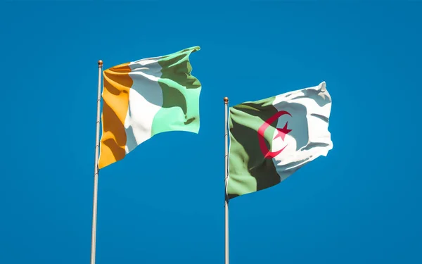 Beautiful National State Flags Cote Ivoire Algeria Together Sky Background — Stock Photo, Image