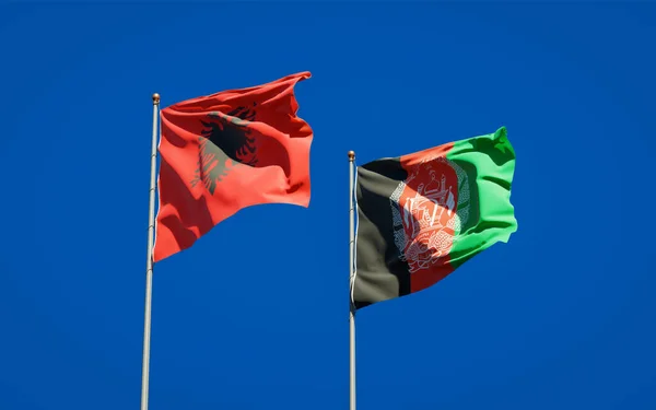 Beautiful National State Flags Afghanistan Albania Together Sky Background Artwork — Stock Photo, Image
