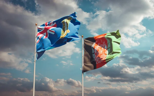 Piękne Flagi Państwowe Afganistanu Brytyjskich Wysp Dziewiczych Razem Tle Nieba — Zdjęcie stockowe