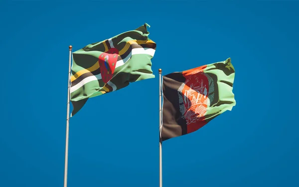 Όμορφες Εθνικές Σημαίες Του Αφγανιστάν Και Της Δομινίκας Μαζί Στο — Φωτογραφία Αρχείου