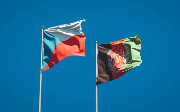 Beautiful National State Flags Afghanistan Czech Together Sky Background Artwork — Stock Photo, Image