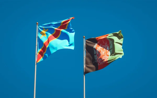 Beautiful National State Flags Afghanistan Congo Together Sky Background Artwork — Stock Photo, Image