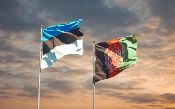 Όμορφες Εθνικές Σημαίες Του Αφγανιστάν Και Της Εσθονίας Μαζί Στο — Φωτογραφία Αρχείου