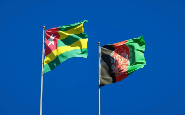 Togo Afganisztán Gyönyörű Nemzeti Zászlói Együtt Hátterében Művészeti Koncepció — Stock Fotó