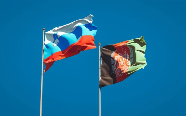 Prachtige Nationale Staatsvlaggen Van Slovenië Afghanistan Samen Achtergrond Kunstwerkconcept — Stockfoto