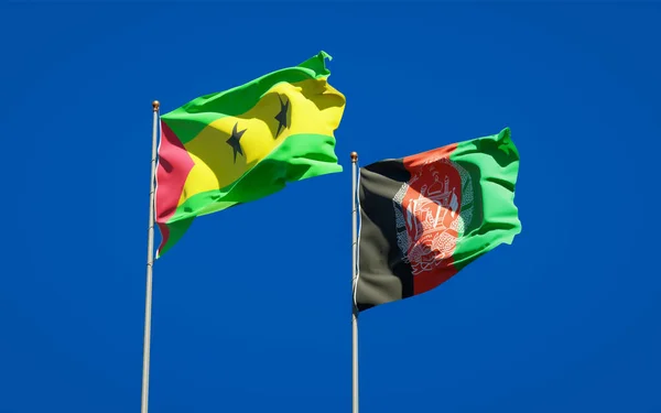 Beautiful National State Flags Sao Tome Principe Afghanistan Together Sky — Stock Photo, Image