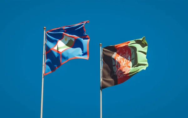 Beautiful National State Flags Sint Eustatius Afghanistan Together Sky Background — Stock Photo, Image