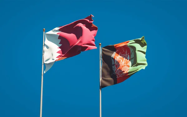 Όμορφες Εθνικές Σημαίες Του Κατάρ Και Του Αφγανιστάν Μαζί Στο — Φωτογραφία Αρχείου