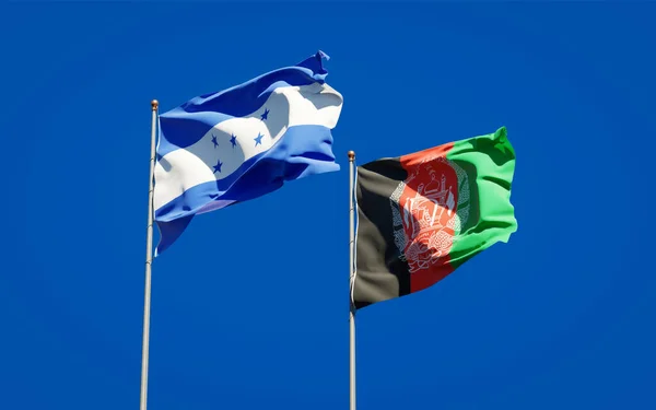Gökyüzünde Birlikte Honduras Afganistan Güzel Ulusal Bayrağı Sanat Eseri Konsepti — Stok fotoğraf