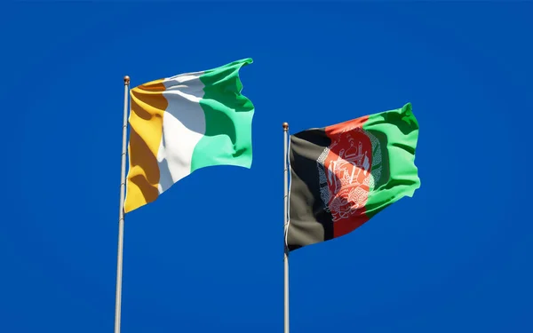 Beautiful National State Flags Cote Ivoire Afghanistan Together Sky Background — Stock Photo, Image