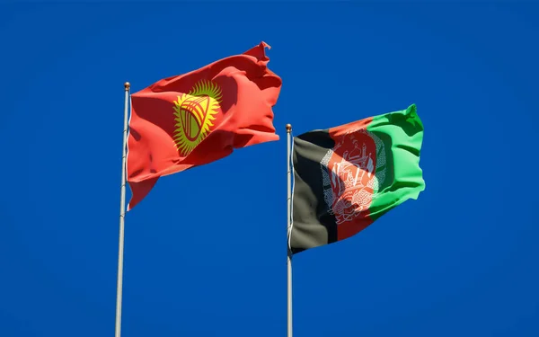 Beautiful National State Flags Kyrgyzstan Afghanistan Together Sky Background Artwork — Stock Photo, Image