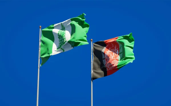 Norfolk Adası Afganistan Güzel Ulusal Bayrakları Gökyüzünde Birlikte Sanat Eseri — Stok fotoğraf