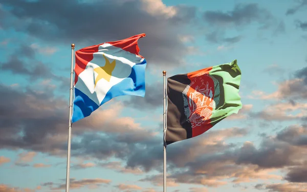 Όμορφες Εθνικές Σημαίες Της Saba Και Του Αφγανιστάν Μαζί Στο — Φωτογραφία Αρχείου