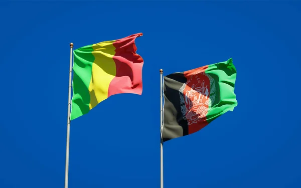 Beautiful National State Flags Mali Afghanistan Together Sky Background Artwork — Stock Photo, Image