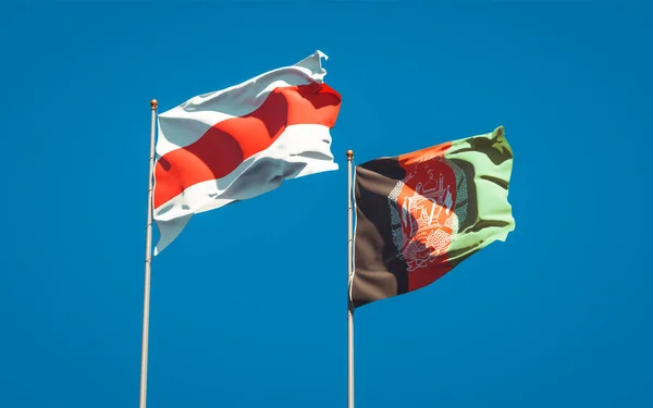 Hermosas Banderas Estatales Nacionales Nueva Bielorrusia Afganistán Juntas Fondo Del —  Fotos de Stock