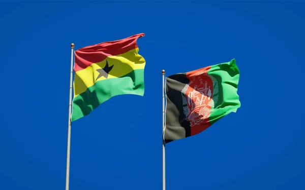 Gyönyörű Nemzeti Zászlók Ghána Afganisztán Együtt Hátterében Művészeti Koncepció — Stock Fotó