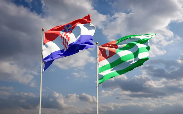 Όμορφες Εθνικές Σημαίες Της Αμπχαζίας Και Της Κροατίας Μαζί Στο — Φωτογραφία Αρχείου