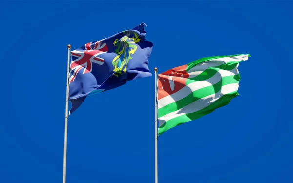 Bellissime Bandiere Stato Nazionali Delle Isole Pitcairn Dell Abcasia Insieme — Foto Stock