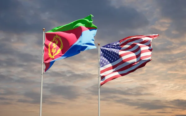 Prachtige Nationale Vlaggen Van Eritrea Samen Achtergrond Kunstwerkconcept — Stockfoto