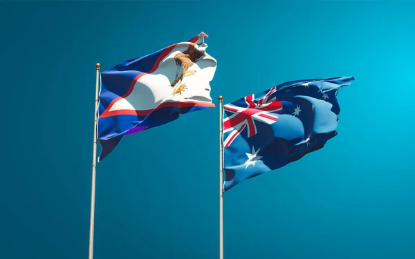 Beautiful National State Flags Australia American Samoa Together Sky Background — Stock Photo, Image