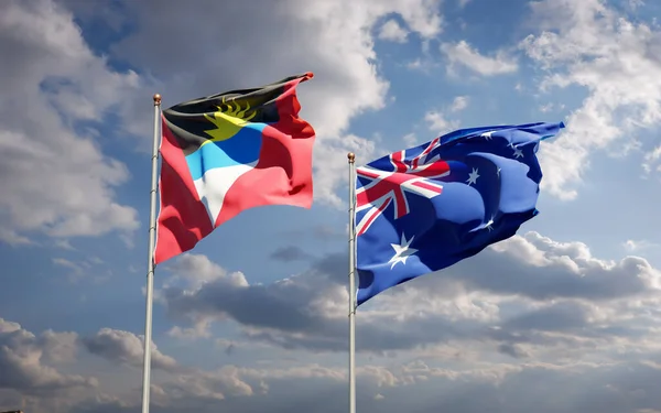 Hermosas Banderas Estatales Nacionales Australia Antigua Barbuda Juntas Fondo Del — Foto de Stock