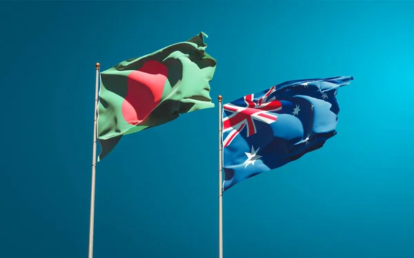 Hermosas Banderas Estatales Nacionales Australia Bangladesh Juntas Fondo Del Cielo — Foto de Stock