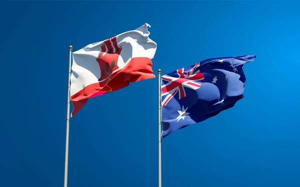 Гарні Державні Прапори Гібралтару Австралії Разом Тлі Неба Артхаус — стокове фото