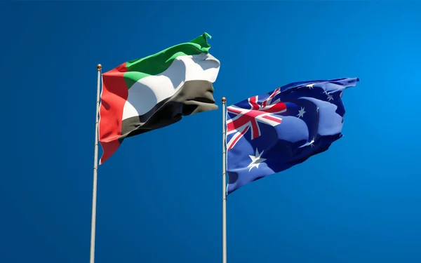 Hermosas Banderas Estatales Nacionales Emiratos Árabes Unidos Emiratos Árabes Unidos — Foto de Stock