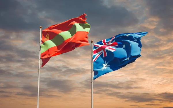 Hermosas Banderas Estatales Nacionales Transdniéster Australia Juntas Fondo Del Cielo — Foto de Stock