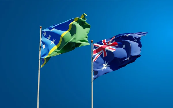 Hermosas Banderas Estatales Nacionales Las Islas Salomón Australia Juntas Fondo — Foto de Stock