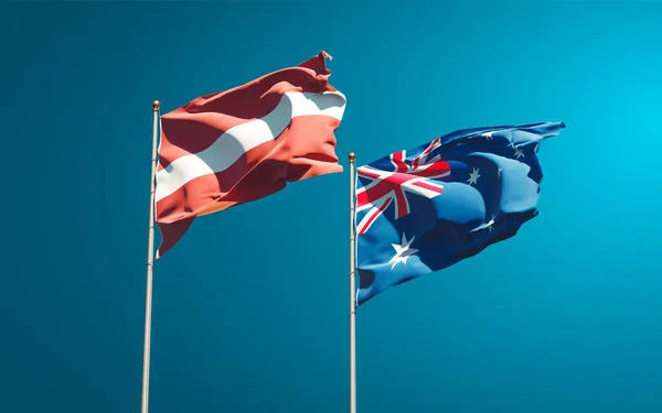 Beautiful National State Flags Latvia Australia Together Sky Background Artwork — Stock Photo, Image