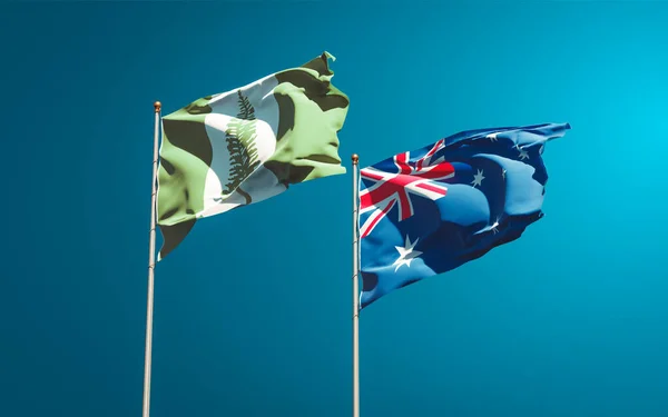 Beautiful National State Flags Norfolk Island Australia Together Sky Background — Stock Photo, Image
