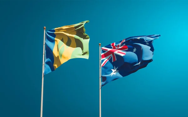 Hermosas Banderas Estatales Nacionales San Vicente Las Granadinas Australia Juntos — Foto de Stock