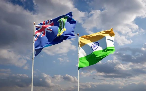 Belas Bandeiras Estado Nacional Índia Ilhas Virgens Britânicas Juntas Fundo — Fotografia de Stock