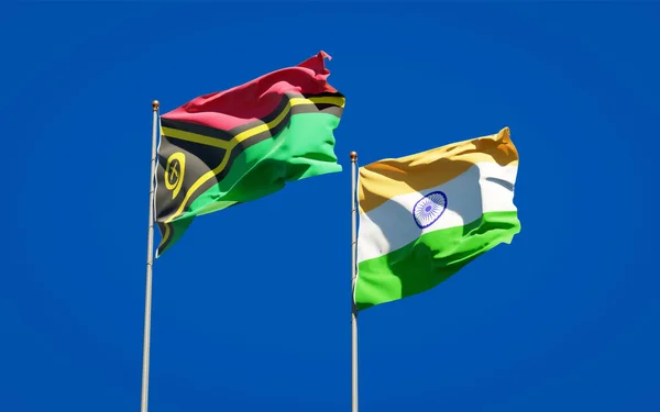 Beaux Drapeaux Nationaux État Vanuatu Inde Ensemble Fond Ciel Concept — Photo