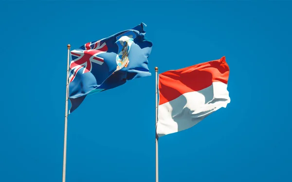 Prachtige Nationale Vlaggen Van Falklandeilanden Indonesië Samen Achtergrond Kunstwerkconcept — Stockfoto