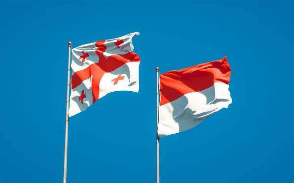 Belle Bandiere Nazionali Stato Georgia Indonesia Insieme Sullo Sfondo Del — Foto Stock
