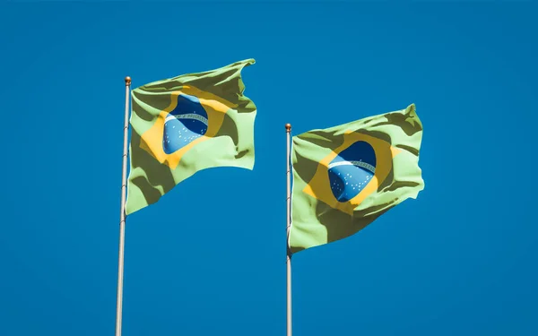 Прекрасні Державні Прапори Бразіля Бразіля Разом Тлі Неба Артхаус — стокове фото