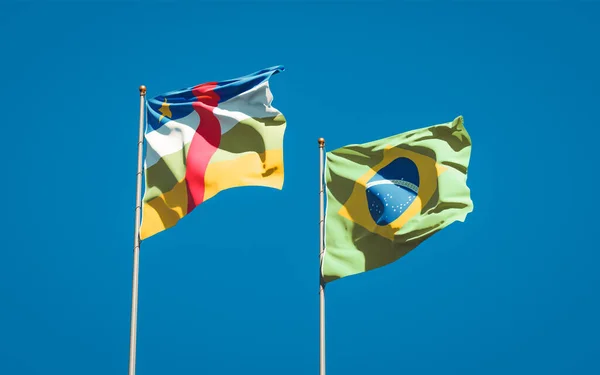 Hermosas Banderas Estatales Nacionales Brasil República Centroafricana Juntos Fondo Del —  Fotos de Stock