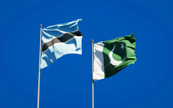 Krásné Národní Státní Vlajky Pákistánu Botswany Společně Pozadí Oblohy Koncept — Stock fotografie