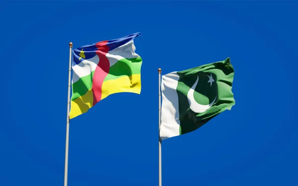 Krásné Státní Vlajky Pákistánu Středoafrické Republiky Středoafrické Republiky Společně Pozadí — Stock fotografie