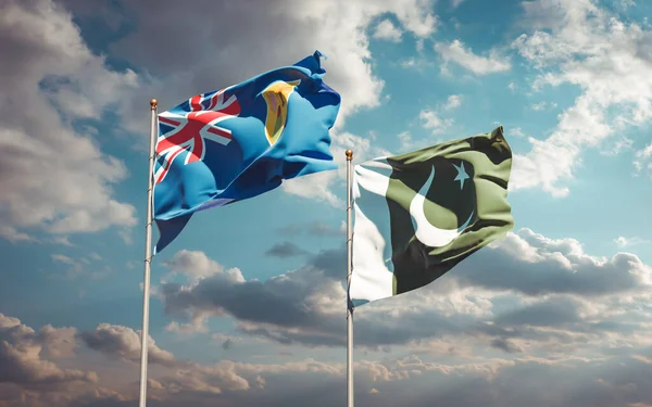 Vackra Nationella Statliga Flaggor Turkar Och Caicosöarna Och Pakistan Tillsammans — Stockfoto