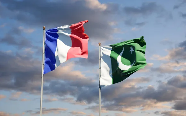 Тлі Неба Являються Чудові Державні Прапори Франції Пакистану Артхаус — стокове фото