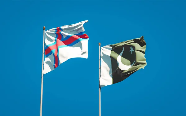 Hermosas Banderas Estatales Nacionales Las Islas Feroe Pakistán Juntas Fondo —  Fotos de Stock